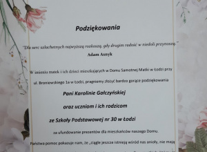 Podsumowanie zbiórki dla Domu Samotnej Matki